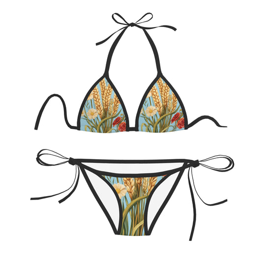 Countryside Floral Print Triangle Bikini Swimsuit