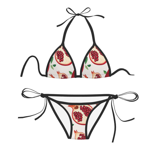 Pomegranate Print Triangle Bikini Swimsuit