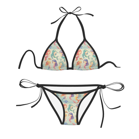 Mermaid Print Triangle Bikini Swimsuit