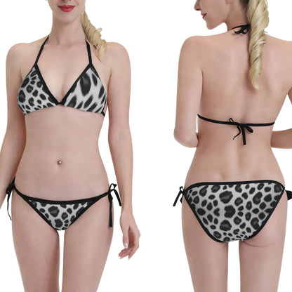 Leopard Print Triangle Bikini Swimsuit