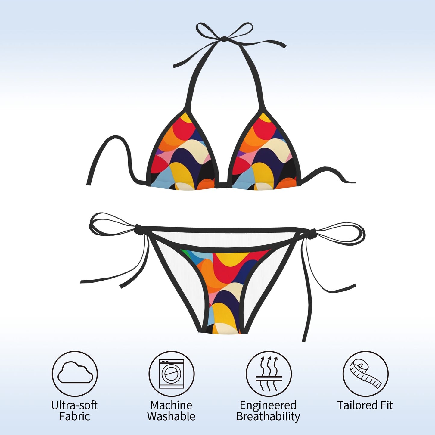 Colorful Geometric Print Triangle Bikini Swimsuit