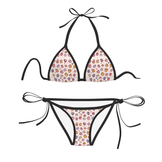 Colorful Paw Print Triangle Bikini Swimsuit